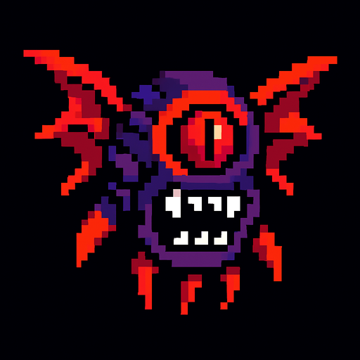 Flying Space enemy.
In-Game asset.  2d.  High contrast.  No shadows. Pixelart style.