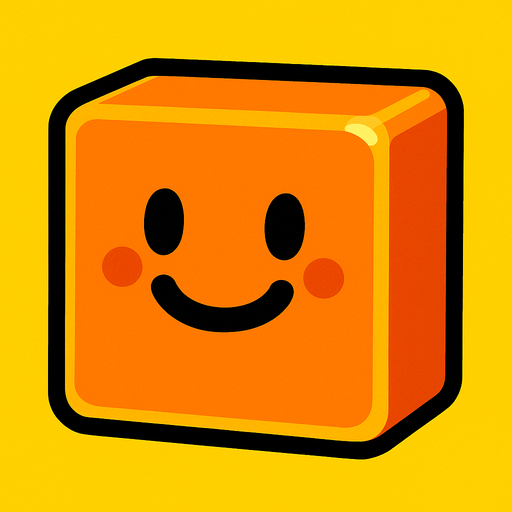 Happy orange block.
In-Game asset.  2d.  High contrast.  No shadows
