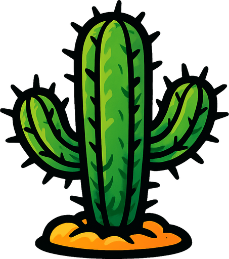 a cactus plant.
In-Game asset.  2d.  High contrast.  No shadows