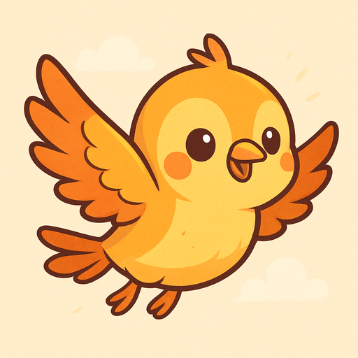 cute lil bird flying cartoon style