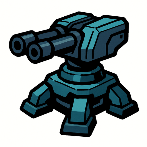 A turret.
In-Game asset.  2d.  High contrast.  No shadows