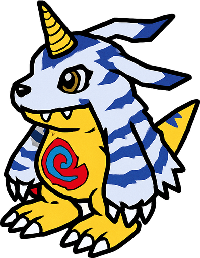 Gabumon viendo a la derecha, perspectiva isométrica.
In-Game asset.  2d.  High contrast.  No shadows