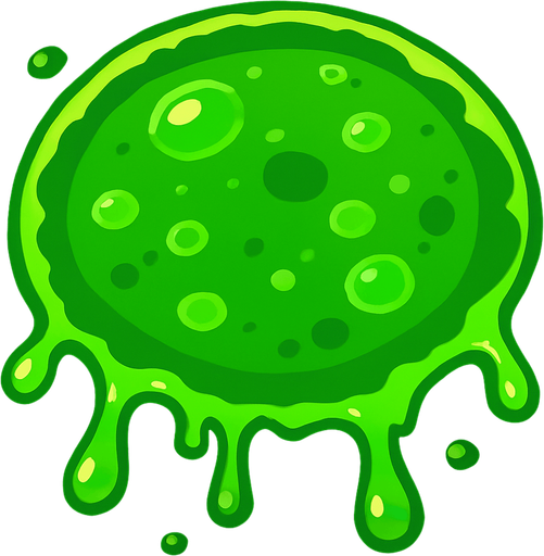 Poisonous green circular saliva. 2D. Top View..
In-Game asset.  2d.  High contrast.  No shadows