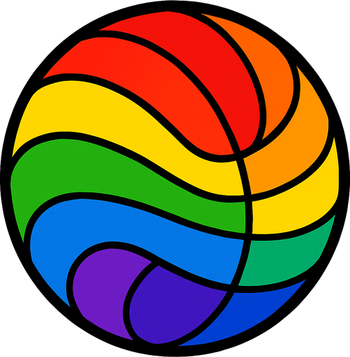 Rainbow ball.
In-Game asset.  2d.  High contrast.  No shadows