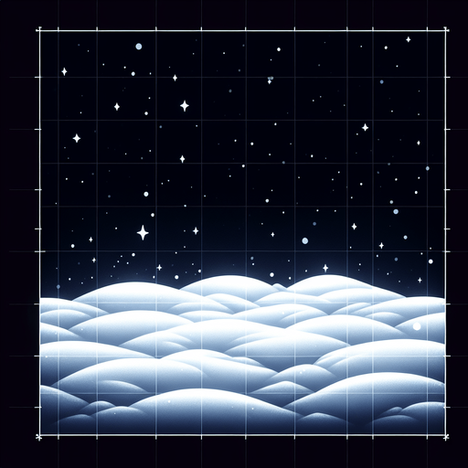 Snowy flat surface viewed from above at nighttime Single Game Texture. In-Game asset. 2d. Blank background. High contrast. No shadows.