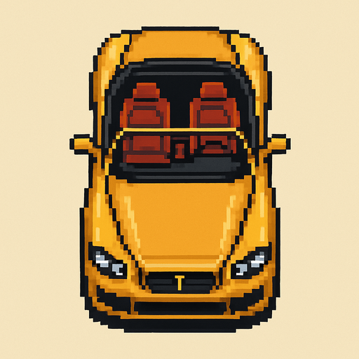 bird's eye view luxury convertible car.
In-Game asset.  2d.  High contrast.  No shadows. pixel art