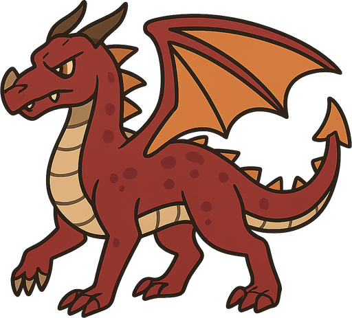 Ejderha. No background. Transparent background. Blank background. No shadows. 2d. In-Game asset. flat