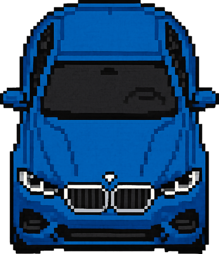 BMW X6 pixel art bird's eye view.
In-Game asset.  2d.  High contrast.  No shadows