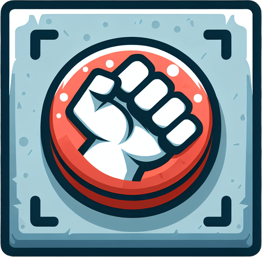 strong button, cartoon, blank background, 2d.
Single Game Texture.  In-Game asset.  2d.  Blank background.  High contrast.  No shadows