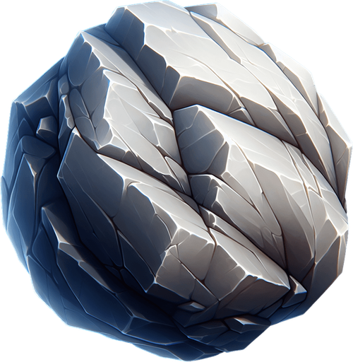 A STONE.
Single Game Texture. In-Game asset. 2d. Blank background. High contrast. No shadows.