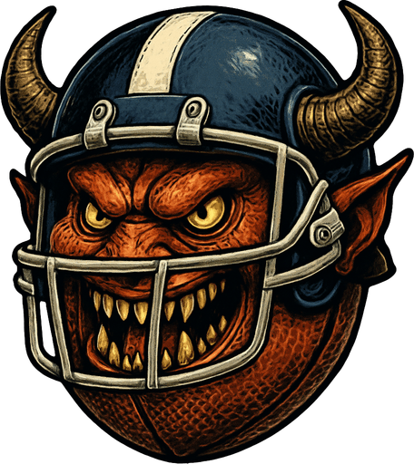 un demonio bola con un casco de jugador de futbol americano ultra realista.
In-Game asset.  2d.  High contrast.  No shadows