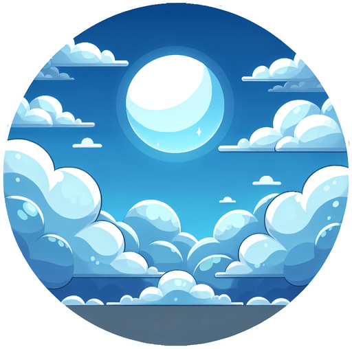 Blue sky with white colour cloud.
Single Game Texture. In-Game asset. 2d. Blank background. High contrast. No shadows.