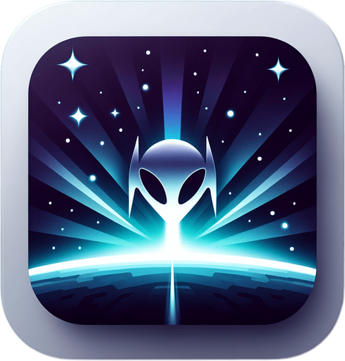 A square app store icon with rounded edges, designed for a Galaxian-inspired game. The icon features the classic shape of a Galaxian enemy in the center, rendered with clean, sharp lines and a subtle glow around its edges. The background is a gradient of deep space blue to black, with faint stars scattered throughout, evoking the feel of a cosmic battlefield. The design is sleek and minimal, balancing nostalgia with a modern touch, making it instantly recognizable and visually appealing.
Single Game Texture. In-Game asset. 2d. Blank background. High contrast. No shadows.