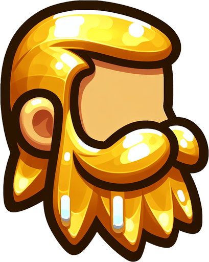 frozen golden beard, only beard, cartoon, side view Single Game Texture. In-Game asset. 2d. Blank background. High contrast. No shadows.