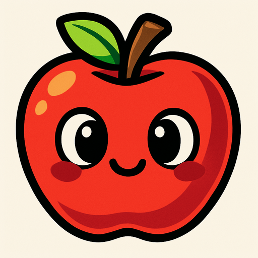 Apple with cute face.
In-Game asset.  2d.  High contrast.  No shadows