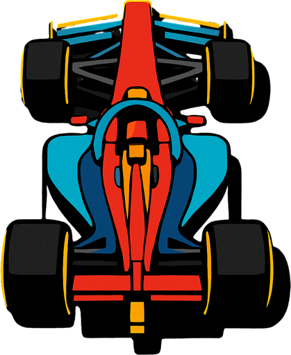 F1 from a bird's eye view.
In-Game asset.  High contrast.  No shadows