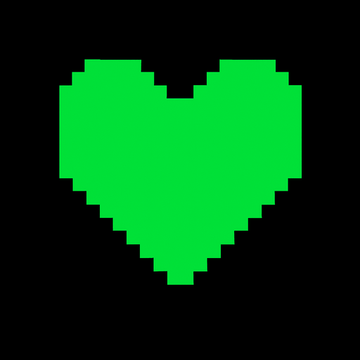 Green Heart Undertale.
In-Game asset.  2d.  High contrast.  No shadows