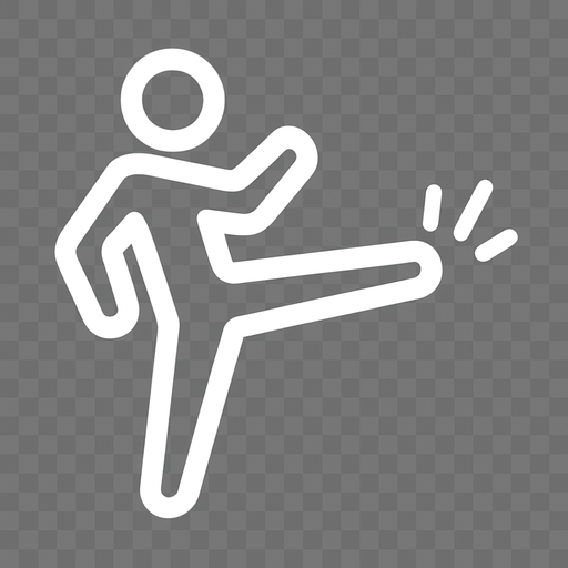 transparent kicking feet simbol.
In-Game asset.  2d.  High contrast.  No shadows