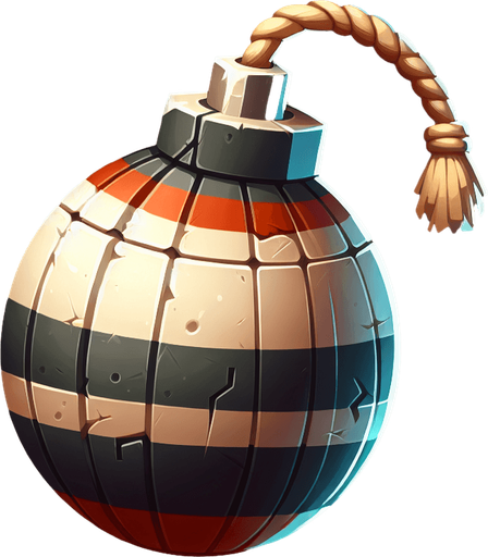 bomb.
Single Game Texture.  In-Game asset.  2d.  Blank background.  High contrast.  No shadows