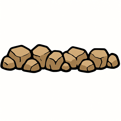 rock line.
In-Game asset.  2d.  High contrast.  No shadows. long. cartoon
