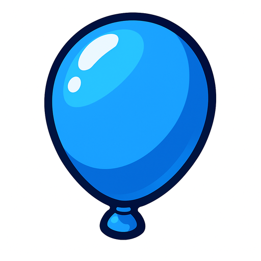 A blue balloon without the string..
In-Game asset.  2d.  High contrast.  No shadows