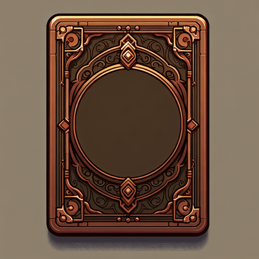 A cardback in brown empy color with mystical corners.
Single Game Texture. In-Game asset. 2d. Blank background. High contrast. No shadows.