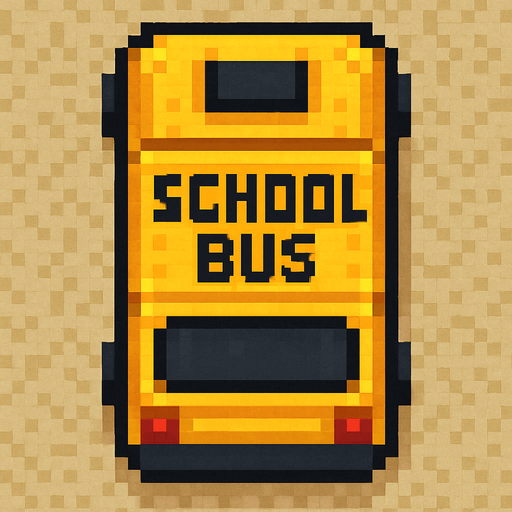 Draw 2d pixel school bus top view yellow..
In-Game asset.  2d.  High contrast.  No shadows