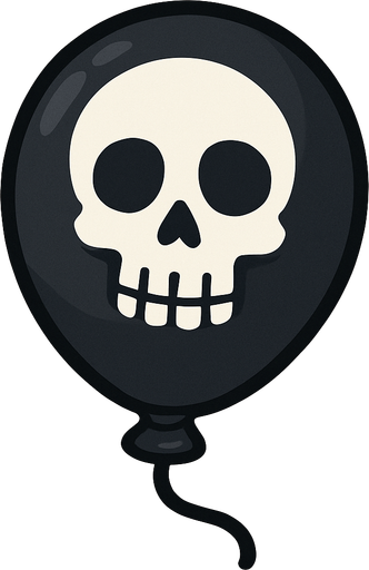 Black Ballon with white skull on.
In-Game asset.  2d.  No shadows