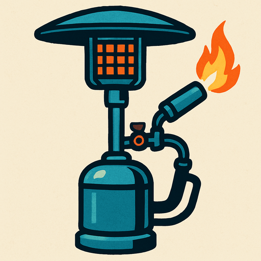 Blow torch patio heater.
In-Game asset.  2d.  High contrast.  No shadows