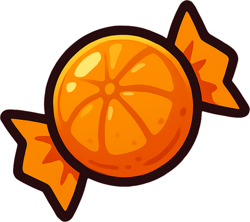 candy orange.
In-Game asset.  2d.  High contrast.  No shadows