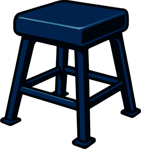 spor salonundaki koyu lacivert bir tabure.
In-Game asset.  2d.  High contrast.  No shadows