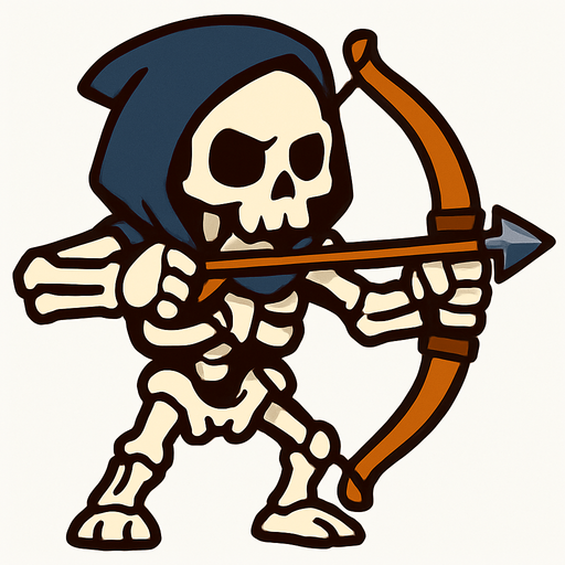 arquero esqueleto.
In-Game asset.  High contrast.  No shadows