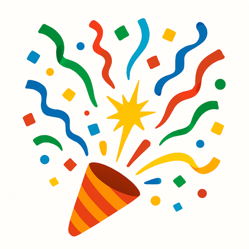 Konfeti tasarla patlayan.
In-Game asset.  2d.  High contrast.  No shadows