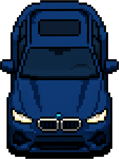 BMW X6 pixel art bird's eye view.
In-Game asset.  2d.  High contrast.  No shadows