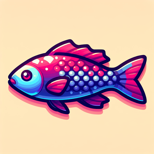Fish.
Single Game Texture.  In-Game asset.  2d.  Blank background.  High contrast.  No shadows
