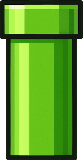 Flappy Bird Oyunundaki boru.
In-Game asset.  2d.  High contrast.  No shadows