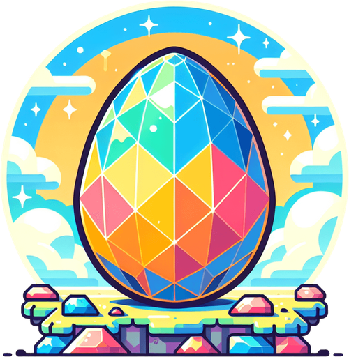 Cartoon egg.
Single Game Texture. In-Game asset. 2d. Blank background. High contrast. No shadows.