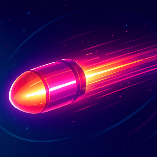 Fullscreen modern App Store art style with futuristic laser bullet, 16:9, high definition. No text captions!