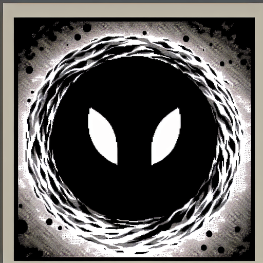 black hole with evil face. anime style.
Single Game Texture.  In-Game asset.  2d.  Blank background.  High contrast.  No shadows