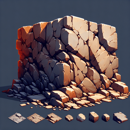 A animated image of a stone boulder.
Single Game Texture. In-Game asset. 2d. Blank background. High contrast. No shadows.