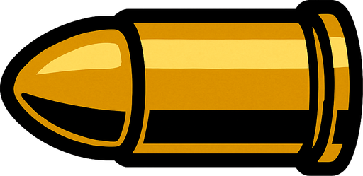 2d revolver bullet.
In-Game asset.  2d.  High contrast.  No shadows