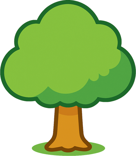a single simple kawaii tree without outlines and no face, for a non-distracting game background.
In-Game asset.  2d.  High contrast.  No shadows