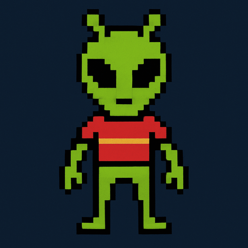 retro alien.
In-Game asset.  2d.  High contrast.  No shadows