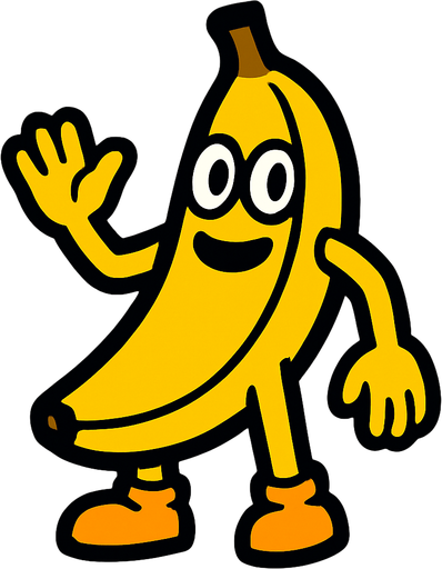 banana human.
In-Game asset.  2d.  High contrast.  No shadows