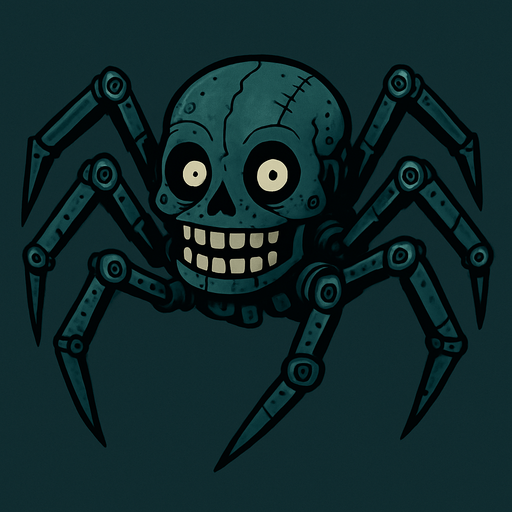 creepy animatronic spider.
In-Game asset.  2d.  High contrast.  No shadows