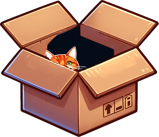 Head of a cute ginger cat peeking from a box