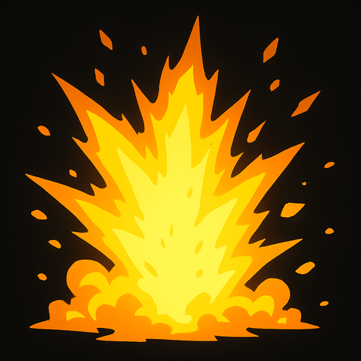 yellow bright fire explosion.
In-Game asset.  2d.  High contrast.  No shadows