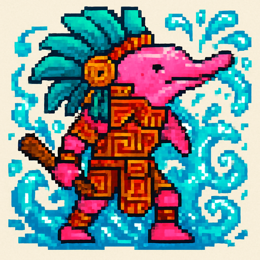Generame un guerrero azteca con patrones, estilo pixelar, además será una Delfin Rosado con efectos de AGUA.
In-Game asset.  2d.  High contrast.  No shadows