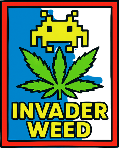invaderWeed.
2d.  High contrast.  No shadows