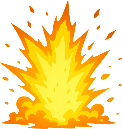 yellow bright fire explosion.
In-Game asset.  2d.  High contrast.  No shadows
